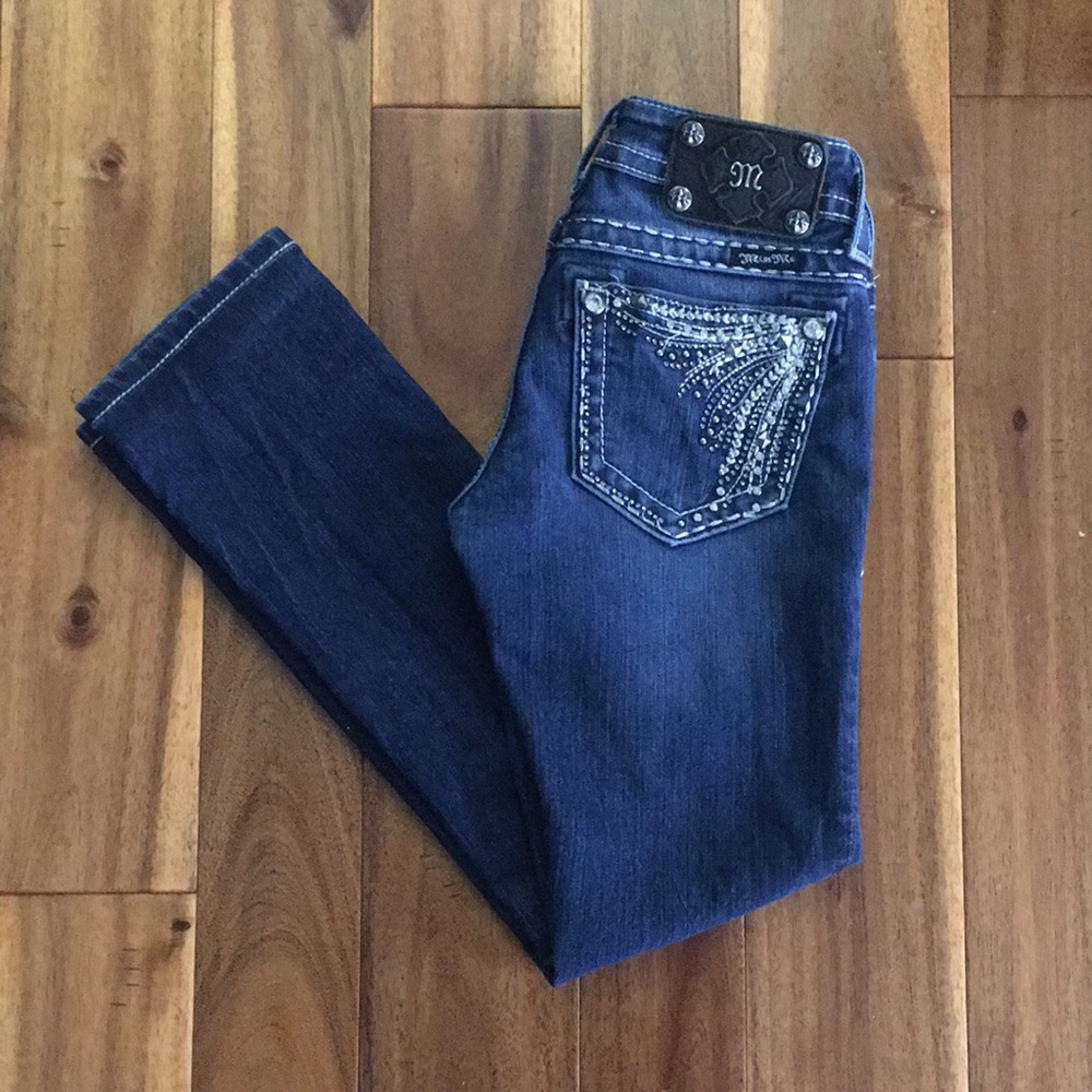 Miss Me Straight Leg Jeans w/ Starburst Design